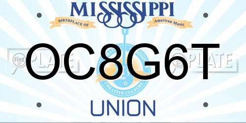 OC8G6T Mississippi License Plate