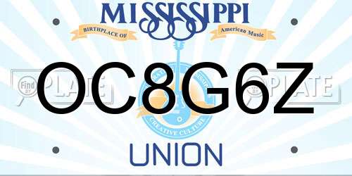 OC8G6Z Mississippi License Plate