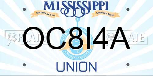 OC8I4A Mississippi License Plate
