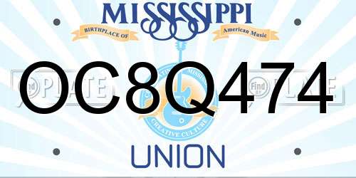 OC8Q474 Mississippi License Plate