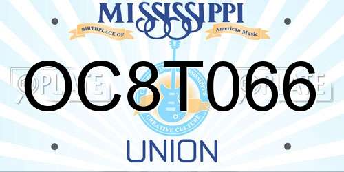OC8T066 Mississippi License Plate