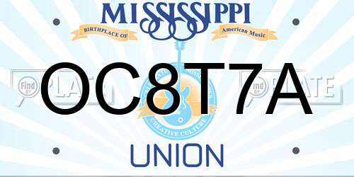 OC8T7A Mississippi License Plate