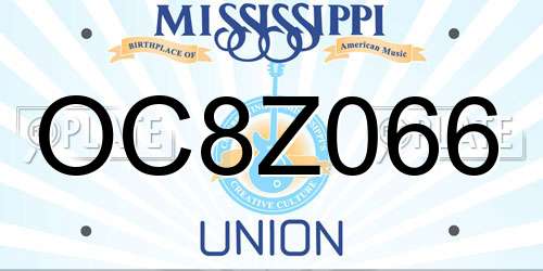 OC8Z066 Mississippi License Plate