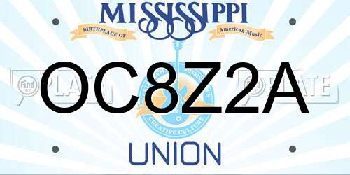 OC8Z2A Mississippi License Plate