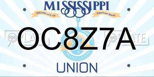 OC8Z7A Mississippi License Plate