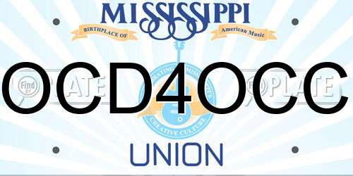 OCD4OCC Mississippi License Plate