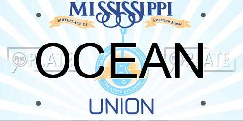 OCEAN Mississippi License Plate
