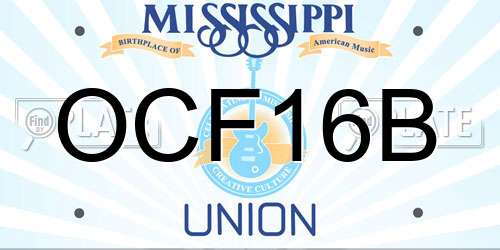 OCF16B Mississippi License Plate