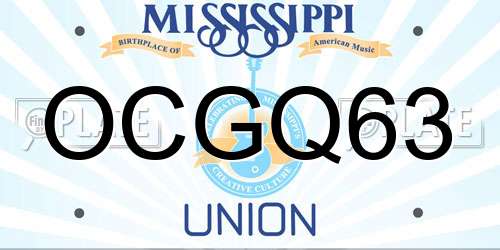 OCGQ63 Mississippi License Plate