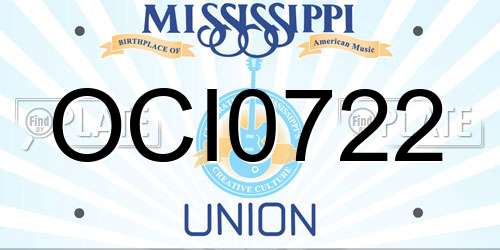 OCI0722 Mississippi License Plate