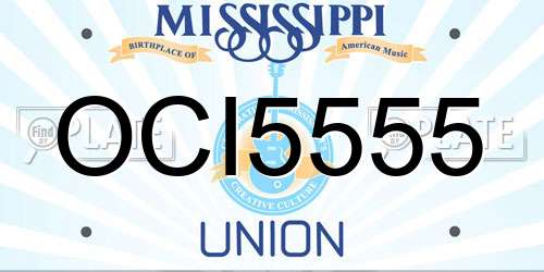 OCI5555 Mississippi License Plate