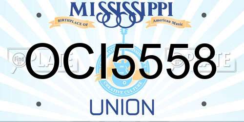 OCI5558 Mississippi License Plate