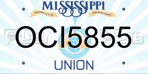 OCI5855 Mississippi License Plate