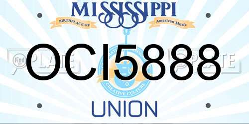 OCI5888 Mississippi License Plate