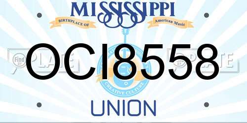 OCI8558 Mississippi License Plate