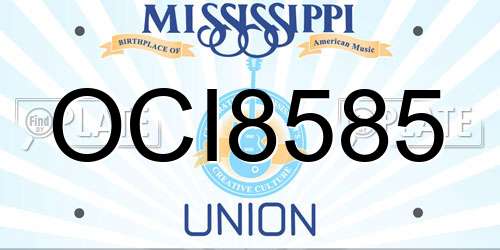 OCI8585 Mississippi License Plate