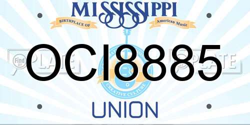 OCI8885 Mississippi License Plate
