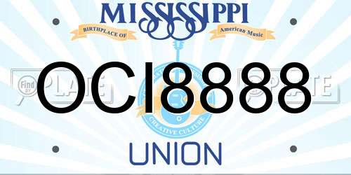 OCI8888 Mississippi License Plate