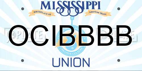 OCIBBBB Mississippi License Plate