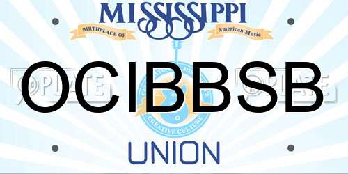 OCIBBSB Mississippi License Plate