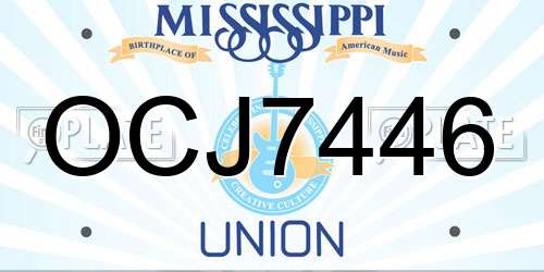 OCJ7446 Mississippi License Plate