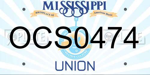 OCS0474 Mississippi License Plate