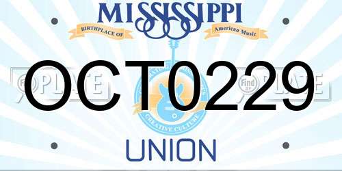 OCT0229 Mississippi License Plate