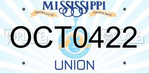 OCT0422 Mississippi License Plate