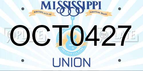 OCT0427 Mississippi License Plate