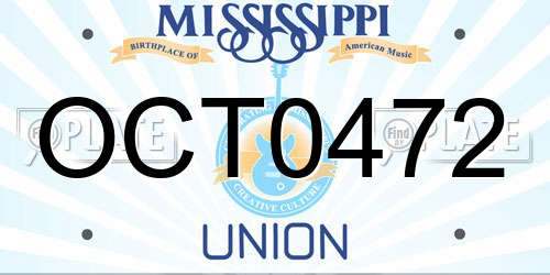 OCT0472 Mississippi License Plate