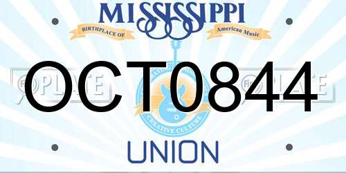 OCT0844 Mississippi License Plate