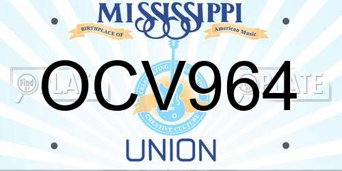 OCV964 Mississippi License Plate