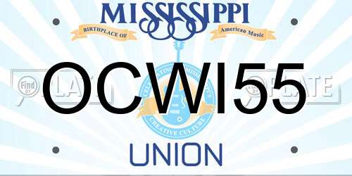 OCWI55 Mississippi License Plate
