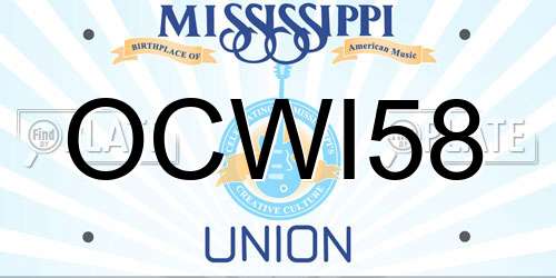 OCWI58 Mississippi License Plate