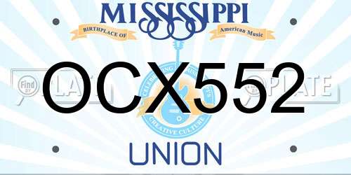 OCX552 Mississippi License Plate