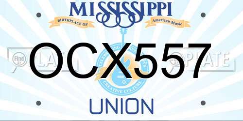 OCX557 Mississippi License Plate