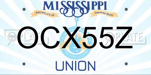 OCX55Z Mississippi License Plate