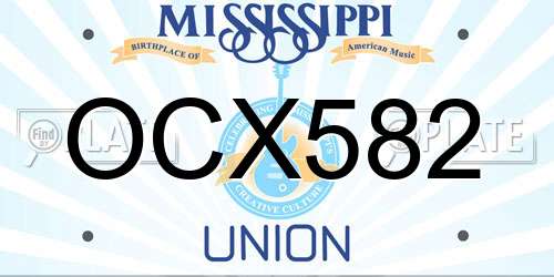 OCX582 Mississippi License Plate