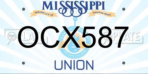 OCX587 Mississippi License Plate