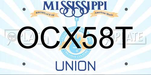 OCX58T Mississippi License Plate