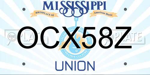OCX58Z Mississippi License Plate