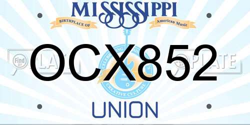 OCX852 Mississippi License Plate