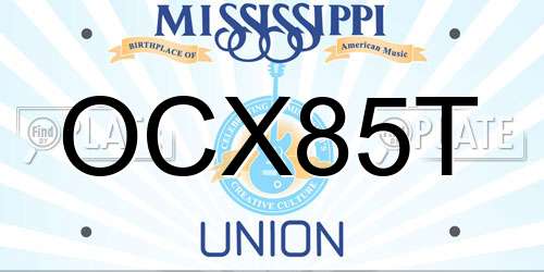 OCX85T Mississippi License Plate