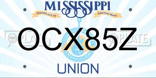 OCX85Z Mississippi License Plate