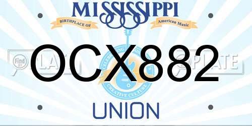 OCX882 Mississippi License Plate