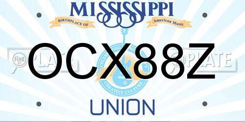 OCX88Z Mississippi License Plate