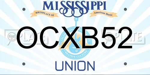 OCXB52 Mississippi License Plate