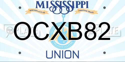 OCXB82 Mississippi License Plate