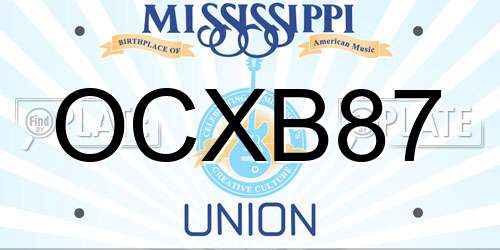 OCXB87 Mississippi License Plate