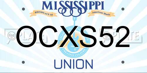 OCXS52 Mississippi License Plate